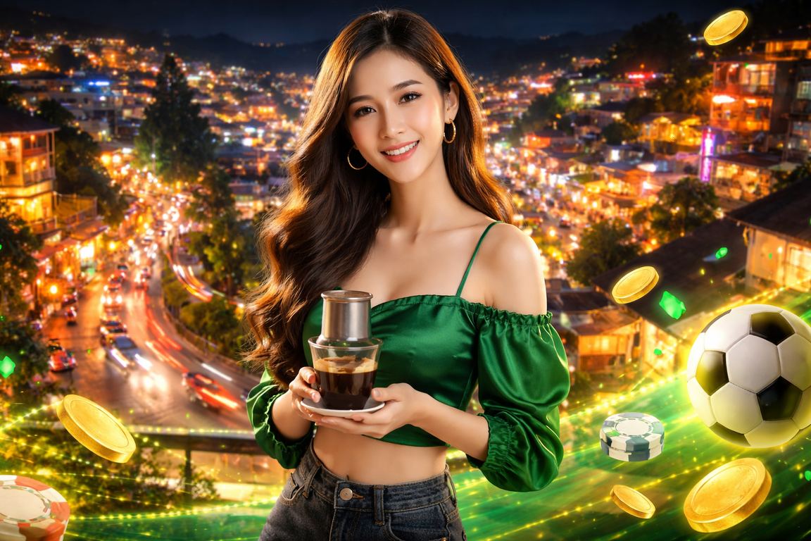 Người chơi xem đánh giá cá cược tại quán cà phê Đà Lạt buổi sáng