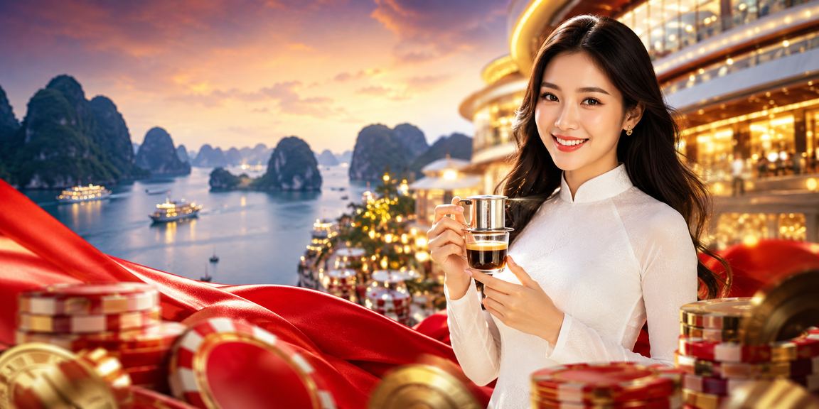 Người dùng kiểm tra thưởng hoàn tiền trên điện thoại tại vịnh Hạ Long