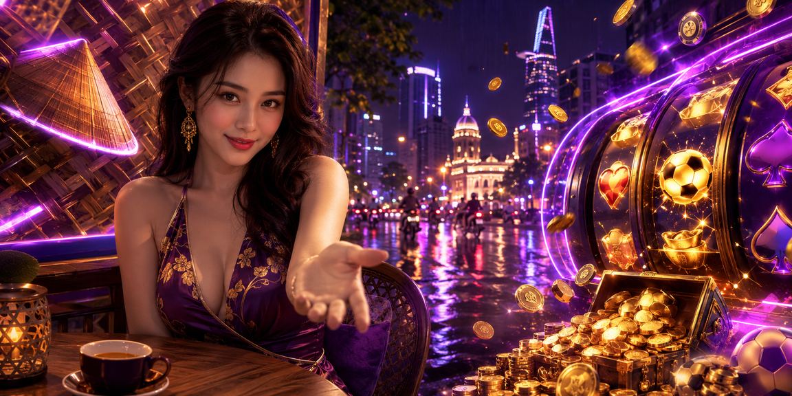 Người chơi trải nghiệm slot game tại TP Hồ Chí Minh với nón lá truyền thống
